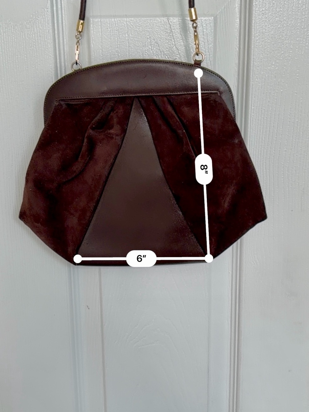 Vintage Salvatore Ferragamo Dark Brown Suede & Leather Shoulder Bag - Picture 4 of 5